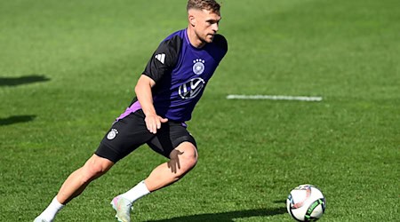 Joshua Kimmich beim Training vor seinem 100. Länderspiel. / Foto: Federico Gambarini/dpa