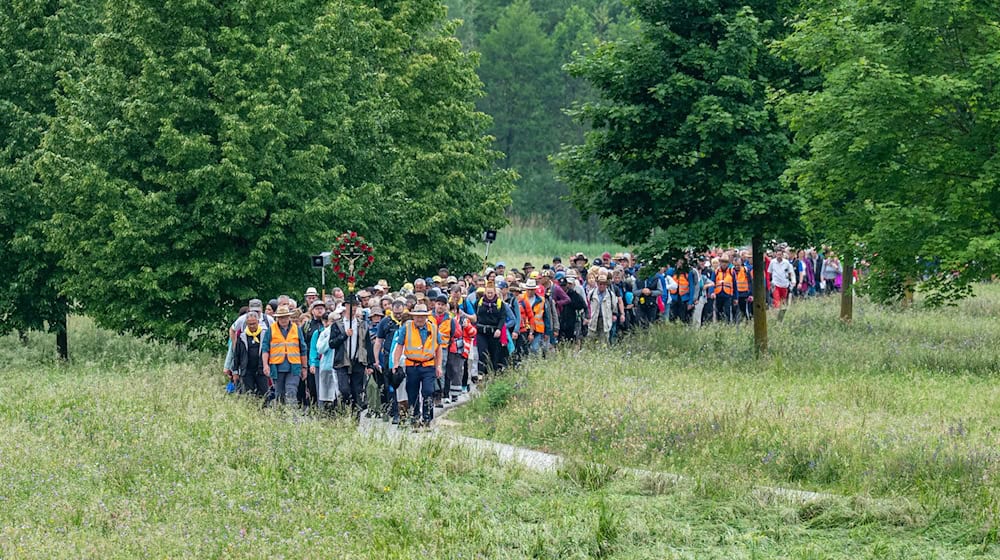 Die Regensburger Fußwallfahrt nach Altötting hatte in diesem Jahr nach Veranstalterangaben einen großen Teilnehmer-Zuwachs. / Foto: Armin Weigel/dpa
