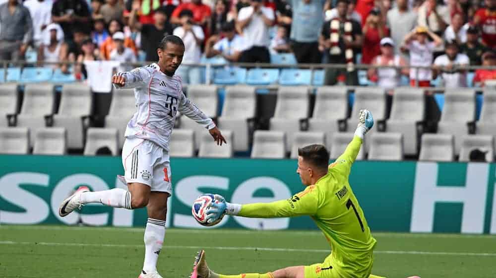 Mehrere Chancen, aber kein Tor: Leroy Sané im Einsatz gegen Benfica Lissabon. / Foto: Sven Hoppe/dpa