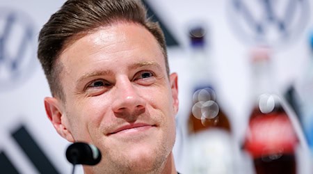 Marc-André ter Stegen bei der Pressekonferenz in Herzogenaurach. / Foto: Daniel Karmann/dpa