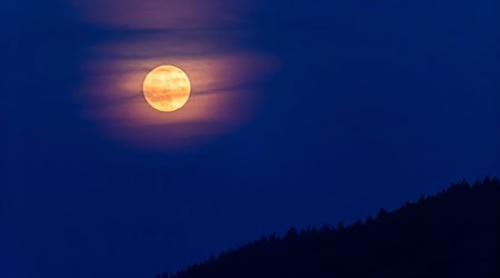 Der Rauch von den Waldbränden in Kanada lässt den Vollmond orange-rötlich erscheinen.  / Foto: Philipp von Ditfurth/dpa