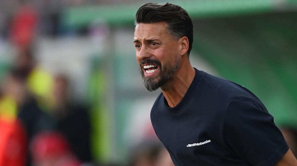 Sandro Wagner im DFB-Pokal seines FC Augsburg beim Halleschen FC. / Foto: Hendrik Schmidt/dpa