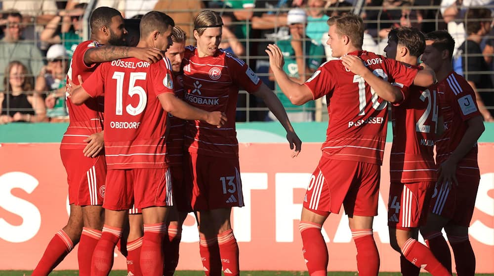 Dank einer guten zweiten Hälfte gegen den 1. FC Schweinfurt steht Fortuna Düsseldorf im DFB-Pokal in der zweiten Runde. / Foto: Karl-Josef Hildenbrand/dpa