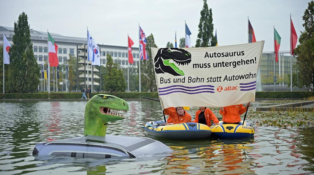 Protest vor der IAA-Eröffnung in München. / Foto: Malin Wunderlich/dpa