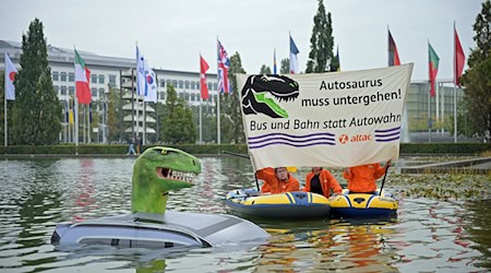 Protest vor der IAA-Eröffnung in München. / Foto: Malin Wunderlich/dpa