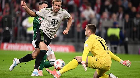 Karl Hein stand immer wieder im Brennpunkt, hier hält er einen Schuss von Harry Kane.  / Foto: Harry Langer/dpa