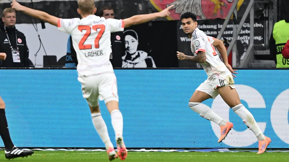 War der Matchwinner in Frankfurt: Bayerns Luis Díaz (r). / Foto: Arne Dedert/dpa
