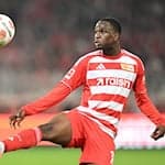 Beendete das Training angeschlagen: Union-Stürmer Ilyas Ansah. (Archivbild) / Foto: Soeren Stache/dpa