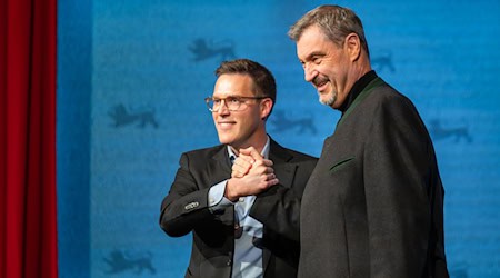 Manuel Hagel und Markus Söder betonen die Bedeutung der Südländer. / Foto: Silas Stein/dpa