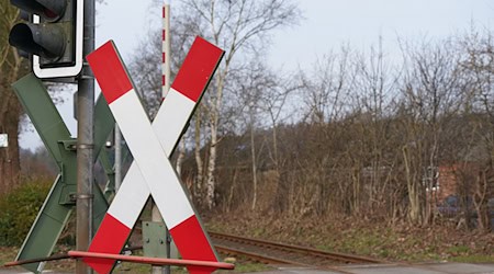 Die Ampel ist rot, Bundespolizisten sperren den Bahnübergang: Doch die Frau läuft los. (Symbolbild) / Foto: Marcus Brandt/dpa