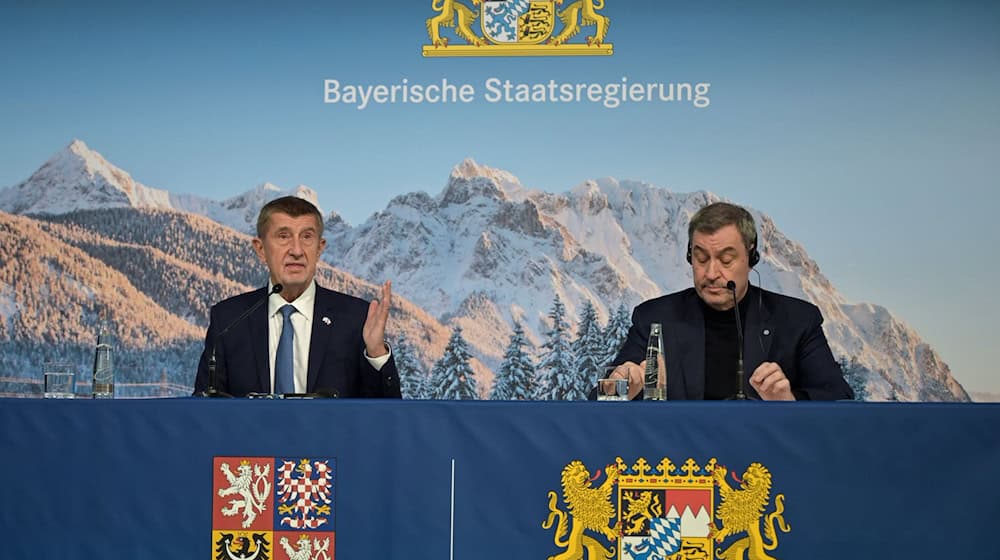 Besuch aus Prag: Ministerpräsident Söder und sein Gast Andrej Babis. / Foto: Malin Wunderlich/dpa