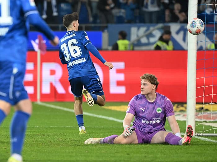 Rafael Pinto Pedrosa erzielte das 1:1 für den KSC. / Foto: Uli Deck/dpa