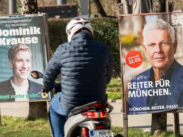 Heißt der Münchner Oberbürgermeister erneut Dieter Reiter oder doch Dominik Krause? Das entscheidet sich bei der Stichwahl am 22. März. (Archivbild) / Foto: Peter Kneffel/dpa