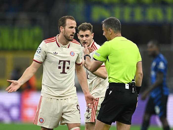 Vor einem Jahr in Mailand: Harry Kane diskutiert mit Schiedsrichter Slavko Vinčić. (Archivbild) / Foto: Sven Hoppe/dpa