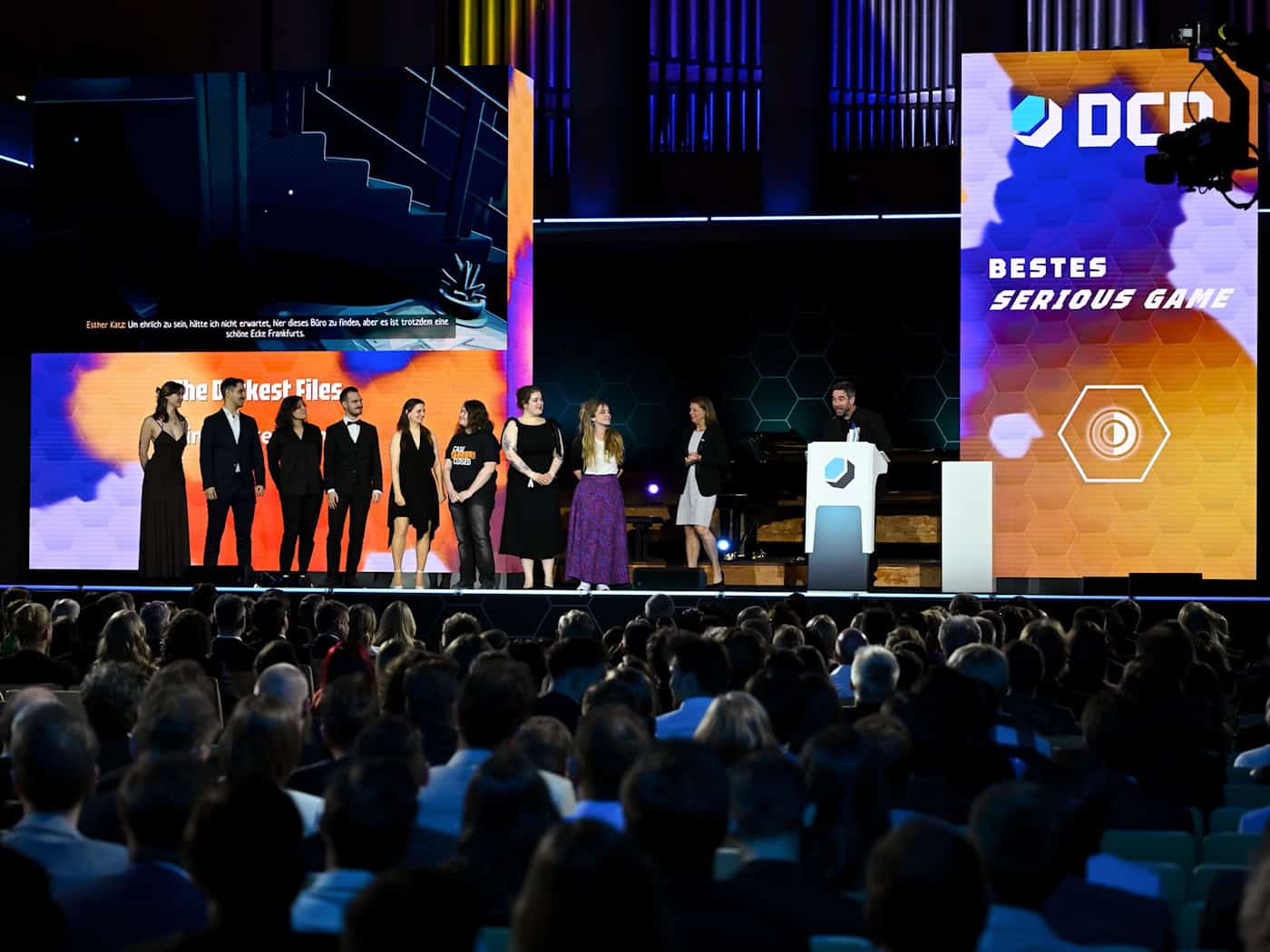 Doppelter Gewinner: «The Darkest Files» von Paintbucket Games wurde als bestes deutsches Spiel und bestes Serious Game ausgezeichnet. / Foto: Sven Hoppe/dpa