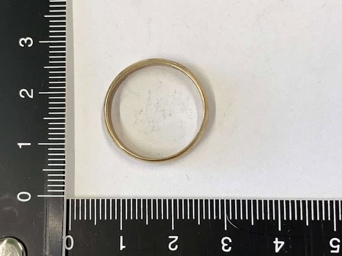 Anhand der eingravierten Hochzeitsdaten auf den Ringen sucht die Polizei nach den Besitzerinnen und Besitzern. / Foto: -/Polizei Unterfranken/dpa