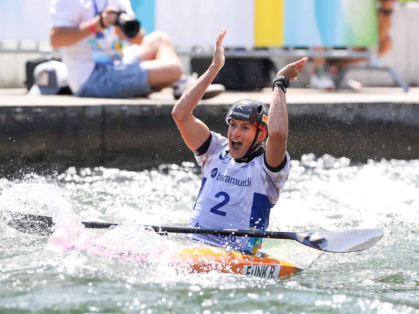 Ricarda Funk siegt beim Heim-Weltcup in Augsburg im Kajak. (Archivbild) / Foto: Christian Kolbert/Kolbert-Press/dpa