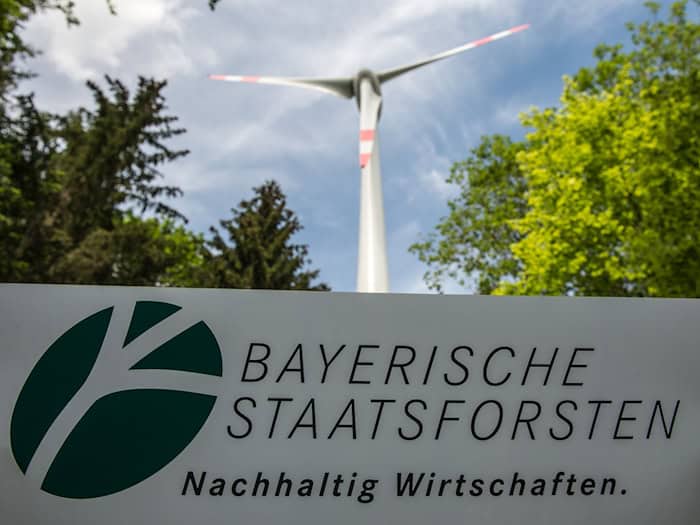 Ein Windrad im Staatswald nahe Beratzhausen in der Oberpfalz. Die Staatsforsten wollen bis zu 500 Windräder errichten lassen. (Archivbild) / Foto: Armin Weigel/dpa