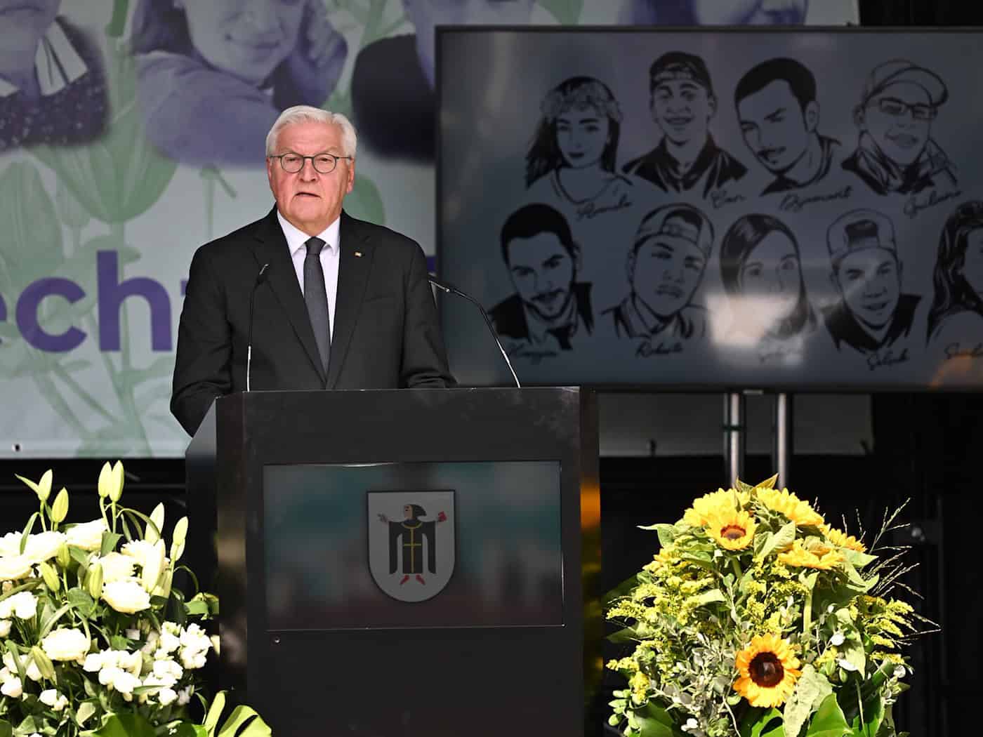 Bundespräsident Steinmeier erinnert an die Opfer des OEZ-Attentats. / Foto: Sven Hoppe/dpa