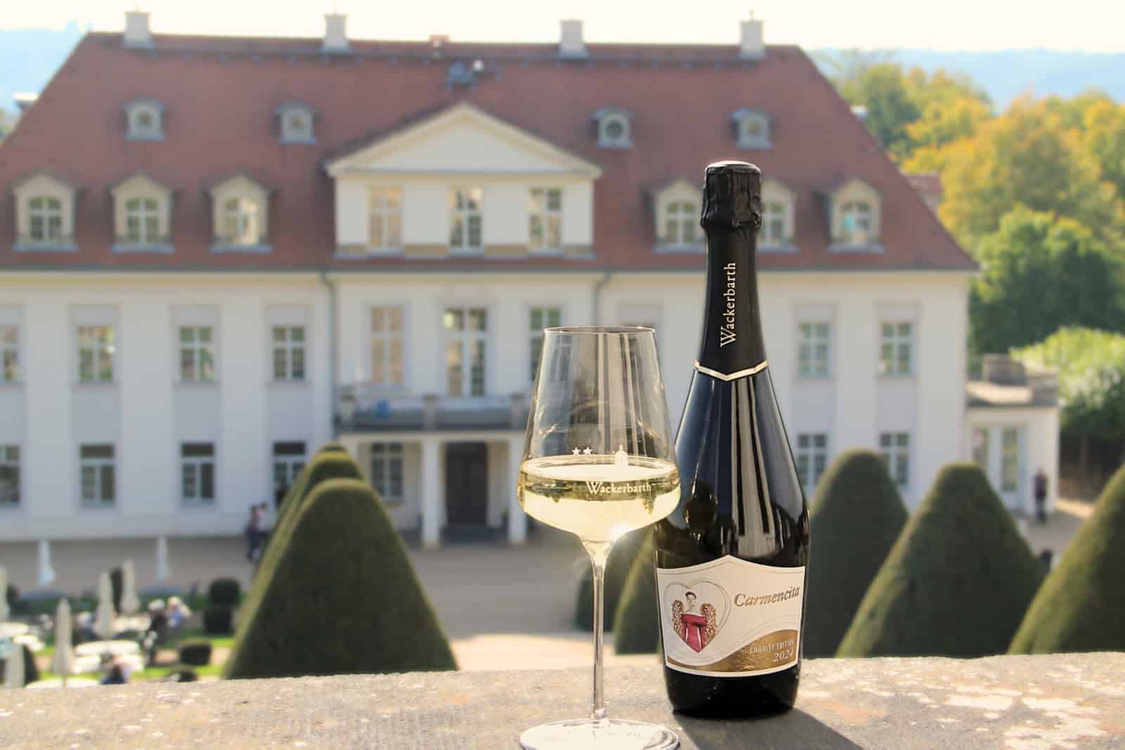 eine Flasche Wein und ein Glas Wein auf einem Tisch