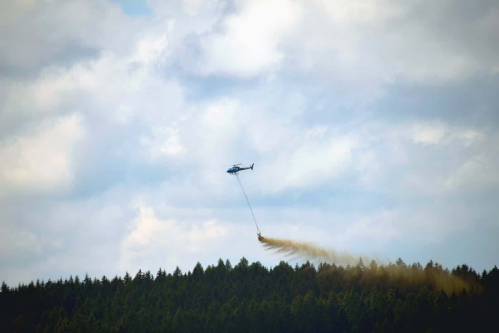Via Hubschrauber wird in Sachsen der Wald gekalkt. Foto: Mirko Prüfer/Sachsenforst