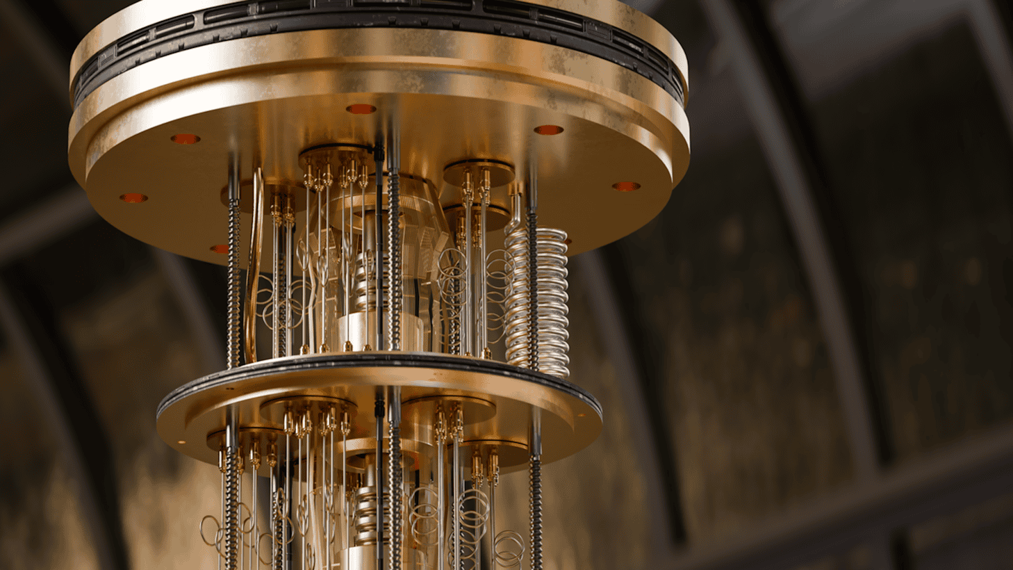 Das Kühlsystem eines Quantencomputers hält die Chips auf Temperatur. (Künstlerische Darstellung)