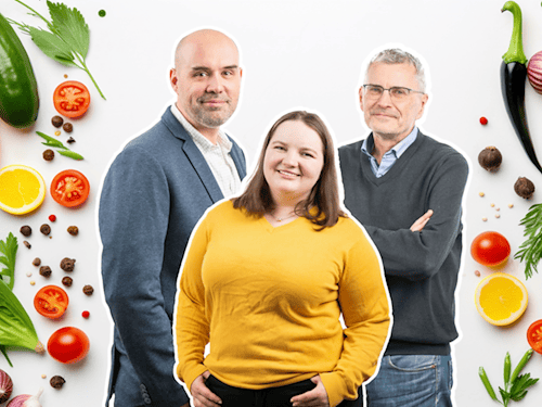 Die Hosts im Foto: Peer Kittel, Studentin Jule Wäntig und Thomas Henle, Professor für Lebensmittelchemie.