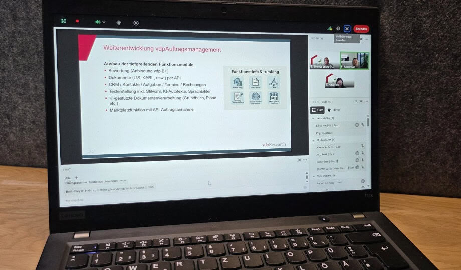 Live-Demo des vdpAuftragsmanagements während des Webinars