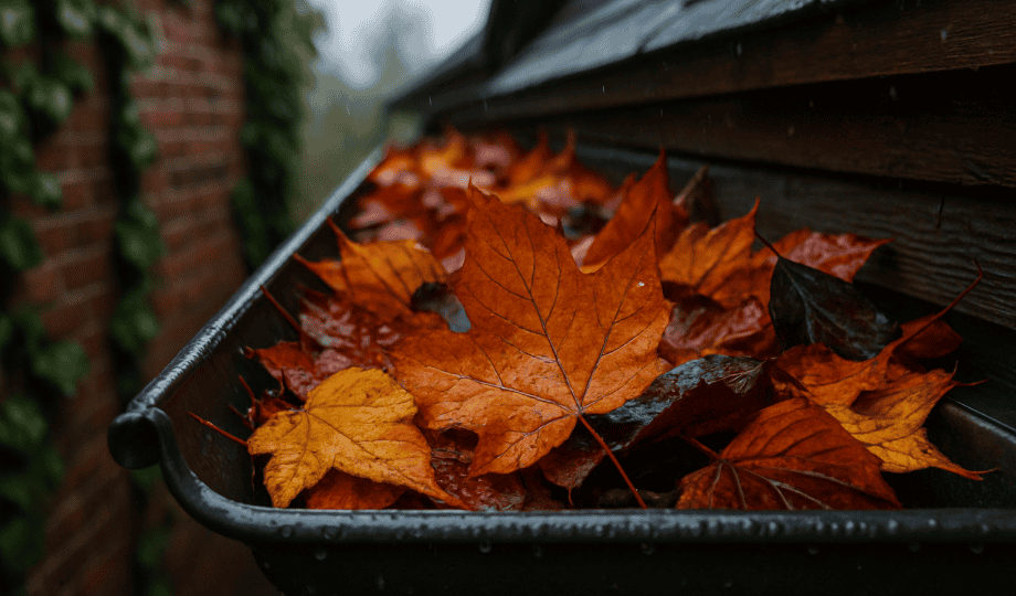 Herbstlaub in der Dachrinne: Ein kleines Detail mit großem Schadenspotenzial.