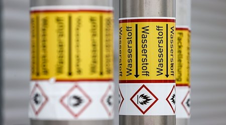 Leitungen für flüssigen Wasserstoff sind bei der Linde AG im Chemiepark Leuna extra gekennzeichnet. / Foto: Jan Woitas/dpa/Archivbild