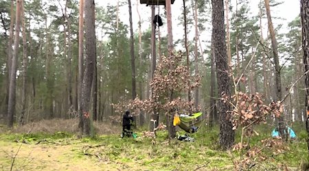 Aktivisten schlafen in Ihren Häusern und Hängematten. / Foto: Cevin Dettlaff/dpa