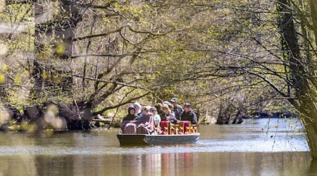 Auf der Spree in Lübben fährt ein Kahn. Traditionell am Osterwochenende wird in Lübben der «Start in den Frühling» gefeiert. / Foto: Frank Hammerschmidt/dpa