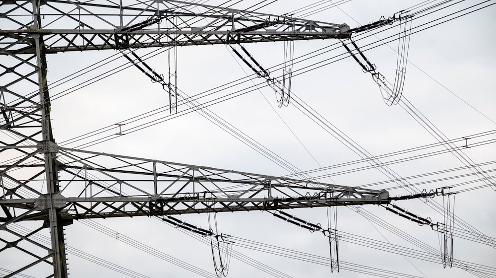 Ein Strommast steht neben dem Umspannwerk Redwitz. / Foto: Daniel Vogl/dpa