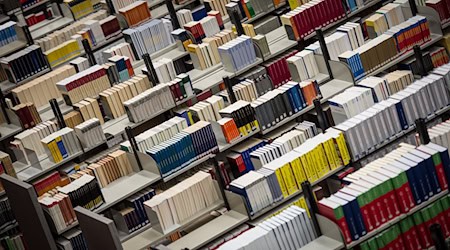 Bücher in der Bibliothek in der Heinrich Heine Universität Düsseldorf. / Foto: Maja Hitij/dpa