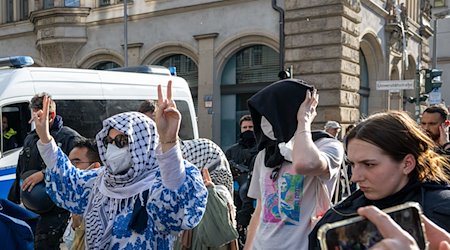 Die pro-palästinensischen Besetzer des Instituts für Sozialwissenschaften der HU. / Foto: Soeren Stache/dpa