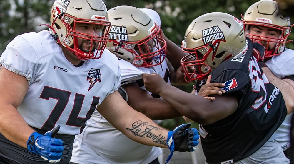 American Football: European League of Football, Media Day bei Berlin Thunder, Friedrich-Ludwig-Jahn-Sportpark. / Foto: Andreas Gora/dpa