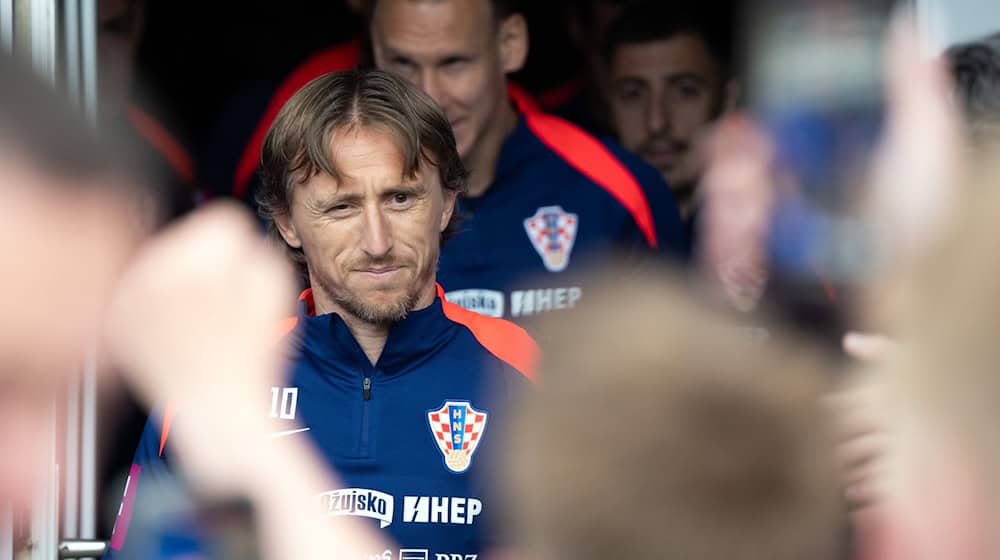 Kroatiens Luka Modric kommt im Volksparkstadion zum öffentlichen Training. / Foto: Soeren Stache/dpa