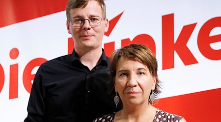 Hoffen auf weniger Streit in der Linken: Sebastian Walter und Katharina Slanina (Archivbild). / Foto: Carsten Koall/dpa