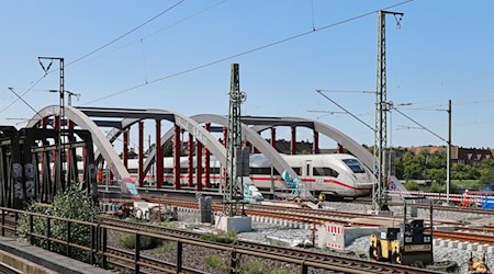 Über die Bahnbrücken in Hamburg-Veddel sollen ab Mitte August auch die Züge von und nach Berlin fahren. / Foto: Christian Charisius/dpa