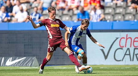 Für Hertha war es das erste Spiel nach dem Abgang von Haris Tabakovic. / Foto: Sebastian Räppold/Matthias Koch/dpa