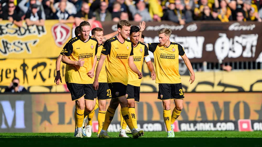 Dynamo Dresden rettet gegen Essen einen Punkt.  / Foto: Robert Michael/dpa/ZB