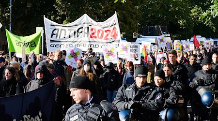 Demonstranten machen gegen die AfD mobil. / Foto: Annette Riedl/dpa