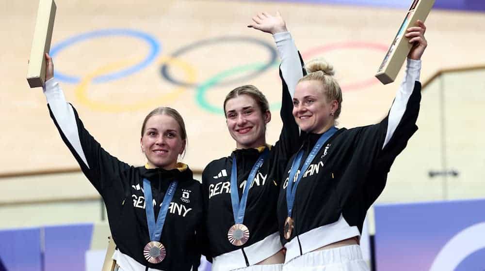 Verzichten auf die WM: Emma Hinze, Pauline Grabosch und Lea Sophie Friedrich / Foto: Jan Woitas/dpa