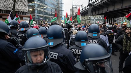 Bei der Demonstration für Palästina und gegen Israel nahm die Polizei auch vereinzelt Teilnehmer fest.  / Foto: Christophe Gateau/dpa