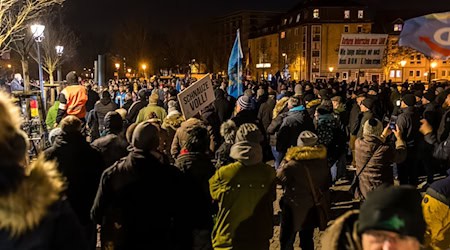 Hunderte kamen zu  der AfD-Kundgebung.  / Foto: Frank Hammerschmidt/dpa