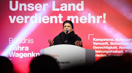 Parteigründern Sahra Wagenknecht wirbt in Berlin noch einmal um jede Stimme für das BSW. / Foto: Bernd von Jutrczenka/dpa