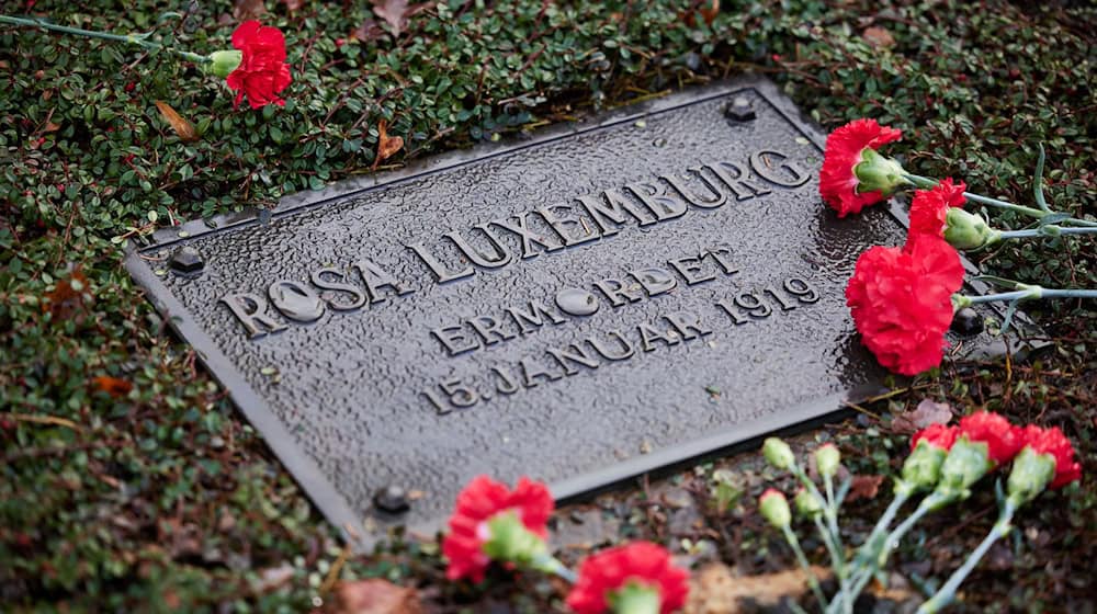 Die Metalltafel vom Grab Rosa Luxemburgs wurde gestohlen, Hinweise auf Tatverdächtige gibt es noch nicht. (Archivfoto) / Foto: Joerg Carstensen/dpa