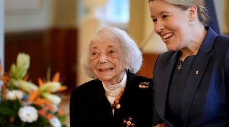 Margot Friedländer und Franziska Giffey. (Foto Archiv) / Foto: Michael Sohn/POOL AP/dpa