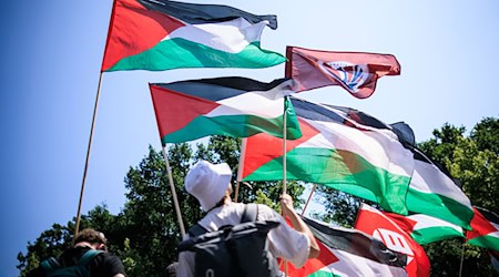 Zahlreiche Menschen hatten Flaggen dabei. / Foto: Carsten Koall/dpa