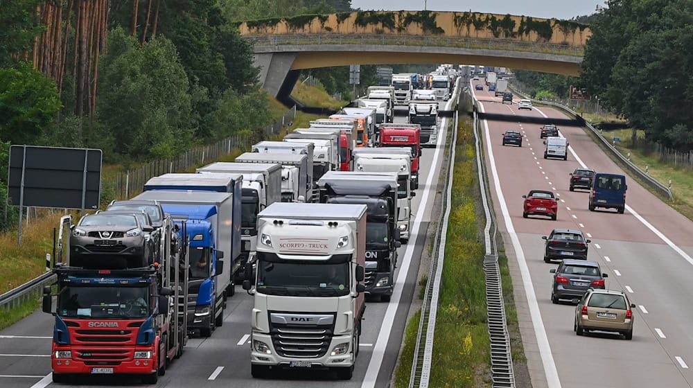 Lkw-Staus in Richtung Polen gab es auch in der Vergangenheit mitunter. (Archivbild) / Foto: Patrick Pleul/dpa